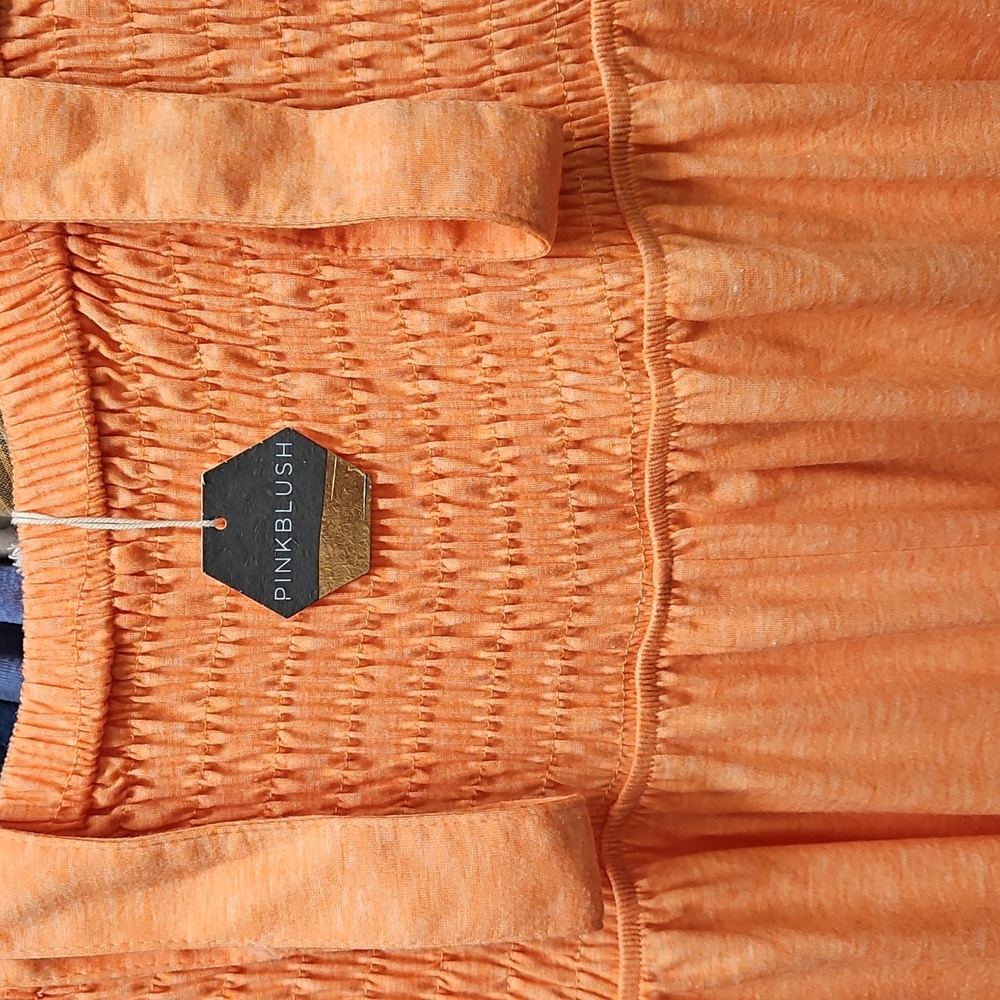 NWT Orange Smocked Wide Leg Maternity Jumpsuit - Picture 6 of 7